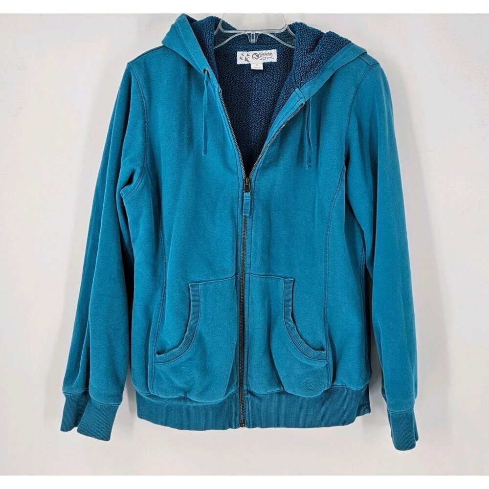 Guide Series Womens Sz S Blue Sherpa Lined Full Zip Hooded Sweatshirt Pockets